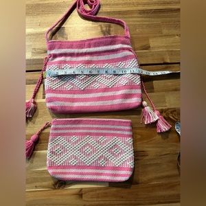 Pink Telar Handwoven by Mexican Artisans with Cosmetic Bag | NWOT